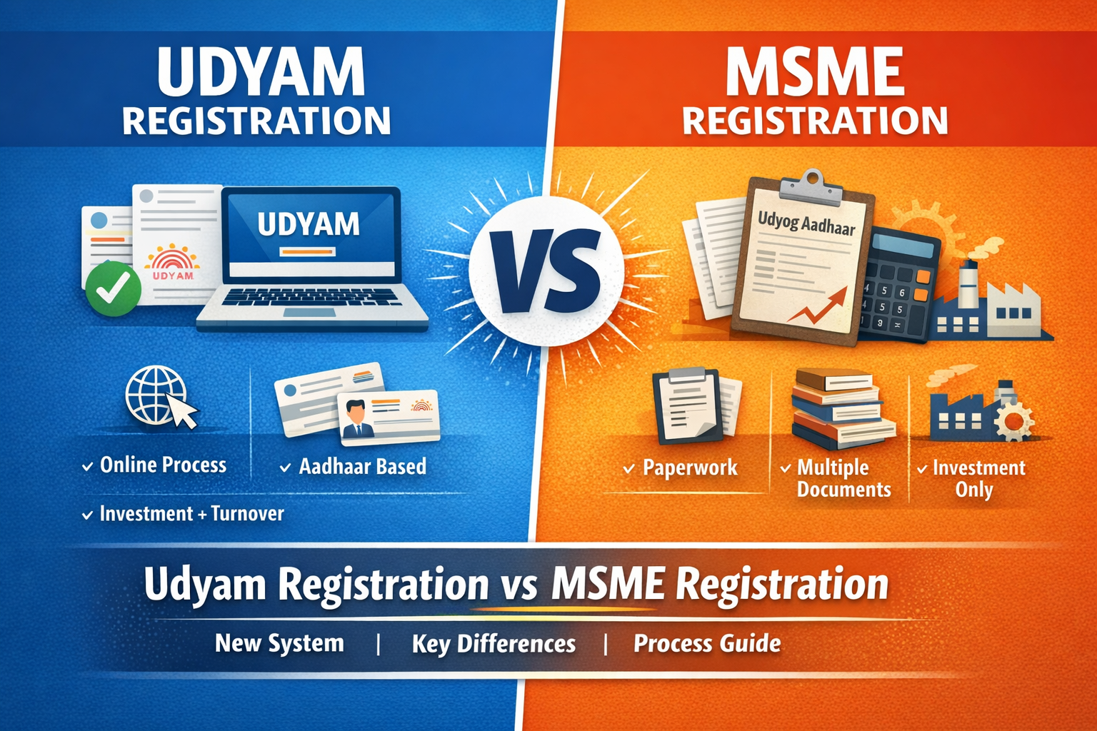 Udyam vs MSME Registration | Key Differences Explained | Benefits and Eligibility